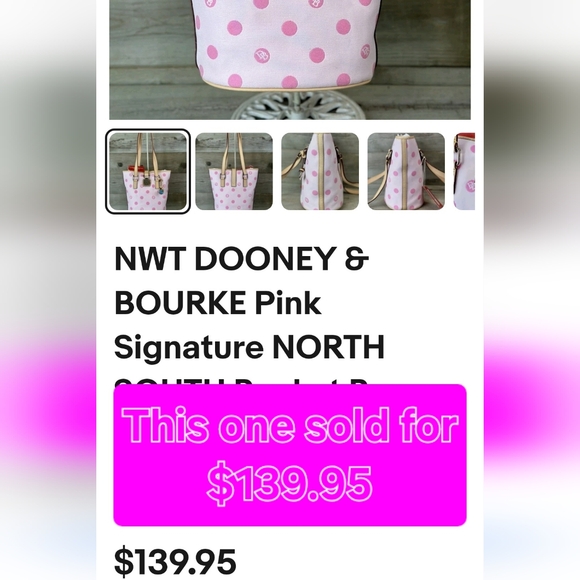 Dooney & Bourke Pink Polka Dot Tote - Picture 6 of 6